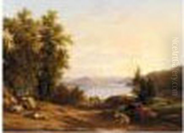 A View Of The Roman Campagna With A Drover And His Cattle Oil Painting by Jacob Philipp Hackert