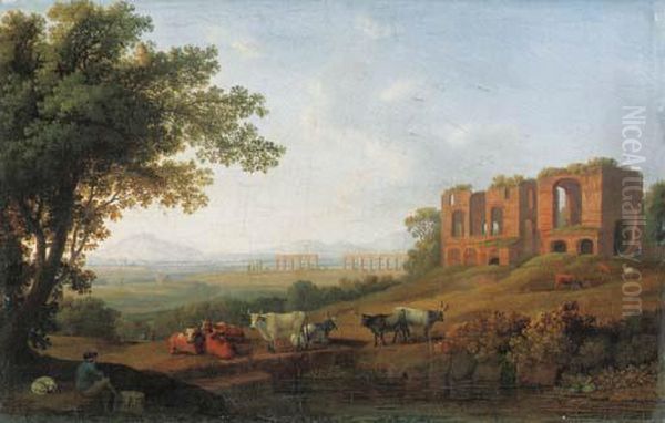 A View Of The Roman Campagna By The Appian Way Oil Painting by Jacob Philipp Hackert