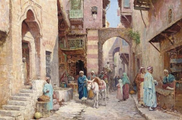 A Street In Damascus Oil Painting by Arthur Trevor Haddon