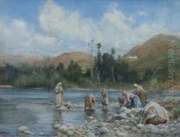 A River In Provence Oil Painting by Arthur Trevor Haddon