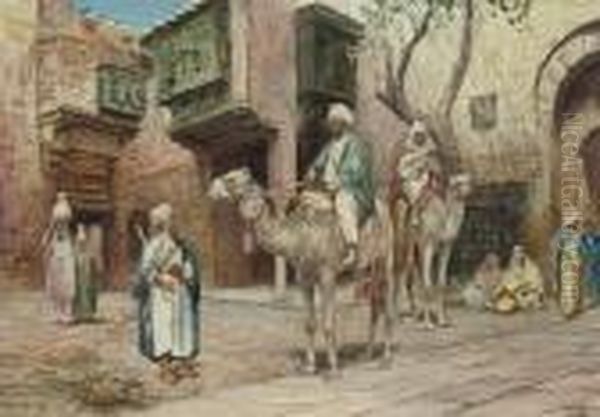 An Arab Courtyard Oil Painting by Arthur Trevor Haddon