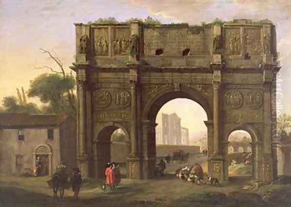 The Arch of Constantine Rome 1640s Oil Painting by Jan Miel