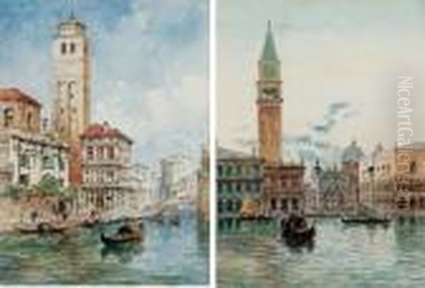 Coppia Di Vedute Veneziane Oil Painting by Arthur Trevor Haddon