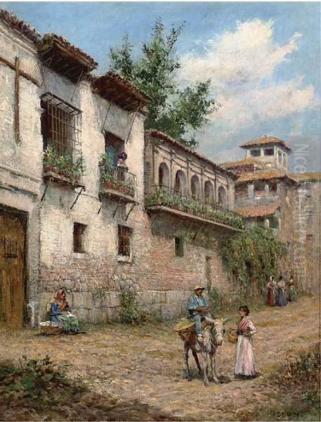 A Street In The Old Quarter Of Granada Oil Painting by Arthur Trevor Haddon