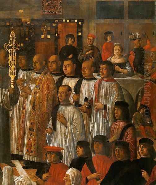 Miracle of the Relic of the Holy Cross in Campo San Lio (detail) Oil Painting by Giovanni Mansueti