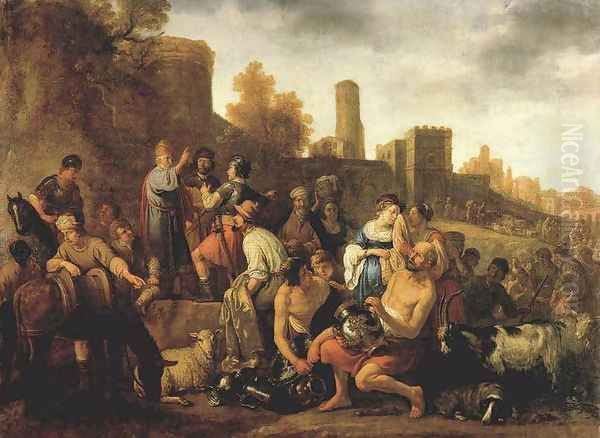 Moses Ordering the Slaughter of the Midianitic 1650 Oil Painting by Claes Cornelisz Moeyaert