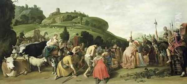 Joseph Receives his Father in Egypt 1628 Oil Painting by Claes Cornelisz Moeyaert