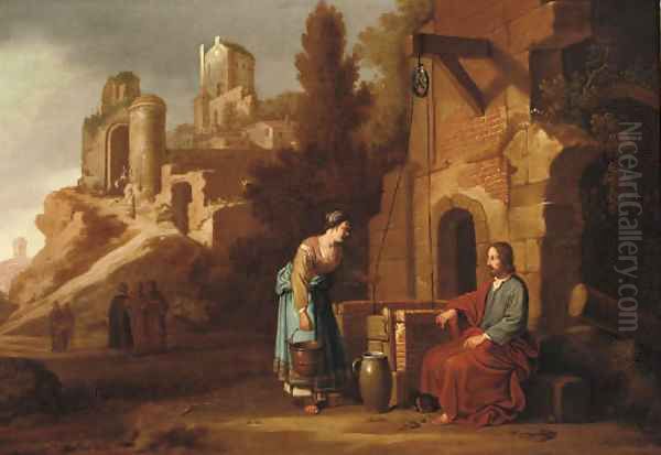 Christ and the Woman of Samaria Oil Painting by Claes Cornelisz Moeyaert