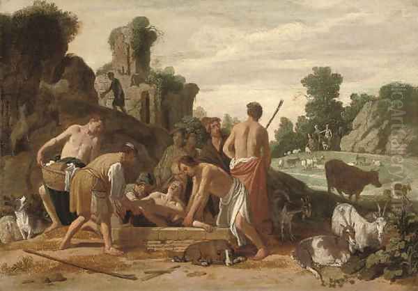 Joseph being lowered into the Well Oil Painting by Claes Cornelisz Moeyaert