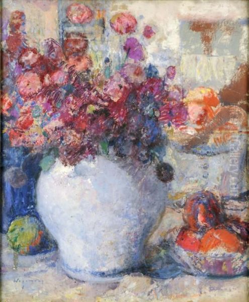 Vase Garni De Fleurs Oil Painting by Maurice Hagemans