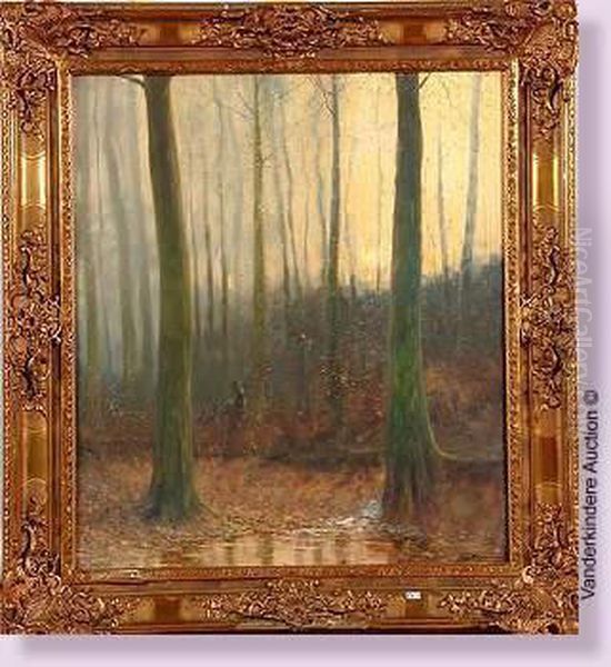 Cerf Et Biches En Foret Oil Painting by Maurice Hagemans