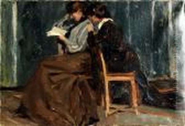 La Lecture Oil Painting by Maurice Hagemans