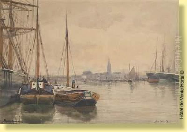 Vue D'anvers En 1884 Oil Painting by Maurice Hagemans