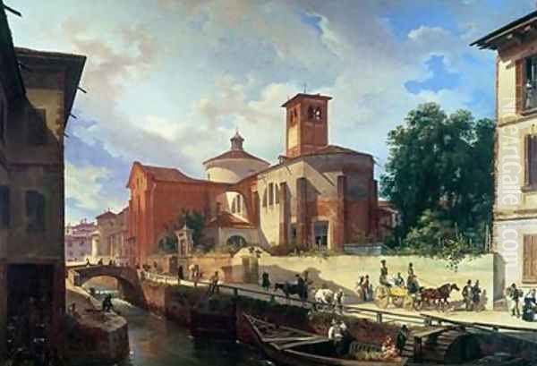 Via Fatabene Fratelli Milan 1830 Oil Painting by Giovanni Migliara