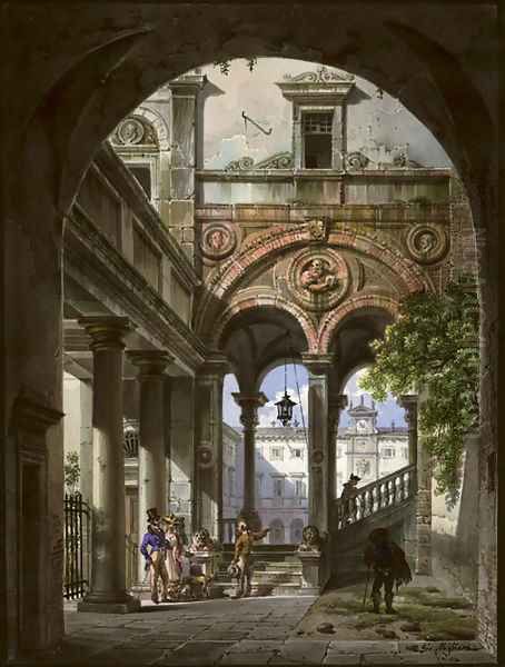 View of the Brera Palace in Milan Oil Painting by Giovanni Migliara