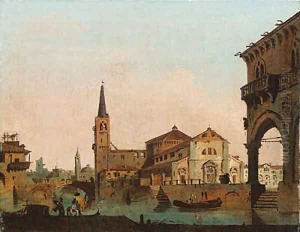 Cappricci of towns in the Veneto Oil Painting by Giovanni Migliara