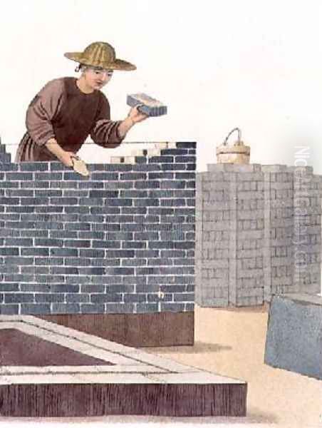 A Bricklayer plate 29 from The Costume of China Oil Painting by Major George Henry Mason