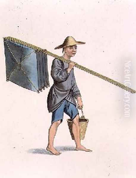 A Fisherman plate 25 from The Costume of China Oil Painting by Major George Henry Mason