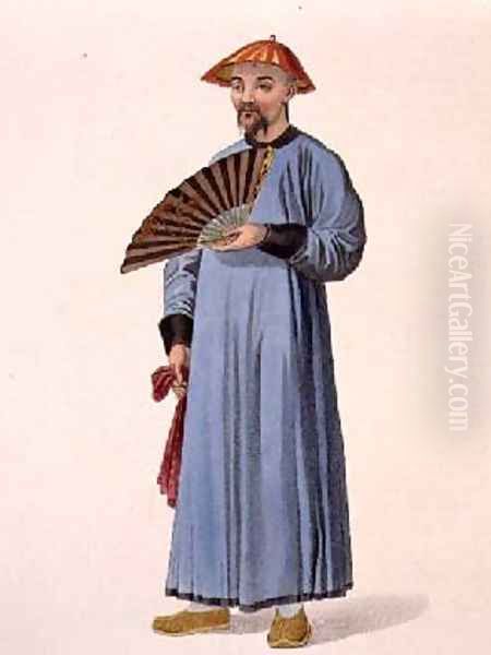 A Mandarin in his Summer Dress plate 31 from The Costume of China Oil Painting by Major George Henry Mason