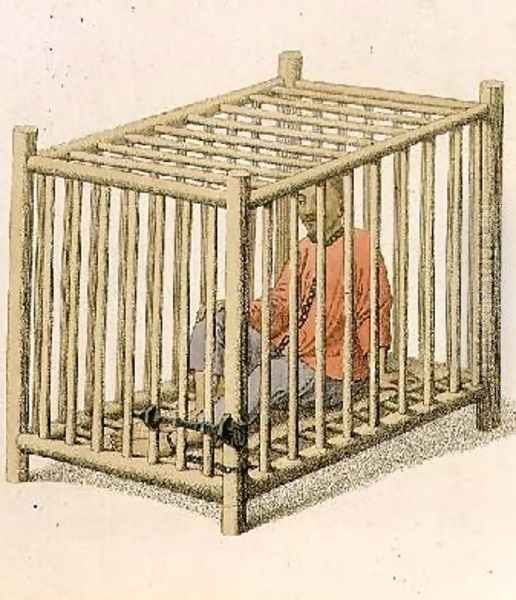 A Malefactor in a Cage Oil Painting by Major George Henry Mason