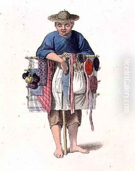 A Pedlar plate 17 from The Costume of China Oil Painting by Major George Henry Mason