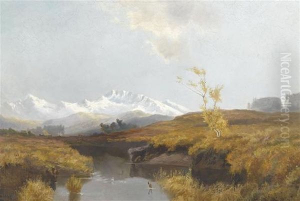 Landscape With A View Of The Alps Oil Painting by Fritz Halberg-Krauss