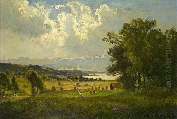 Bayerische Sommerlandschaft Mit Jager Oil Painting by Fritz Halberg-Krauss