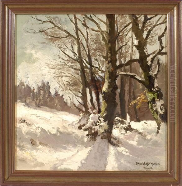 Sonniger Winterwald Oil Painting by Fritz Halberg-Krauss