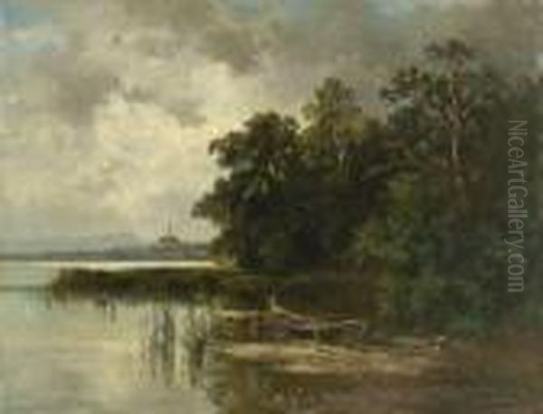 Am Ufer Des Ammersees. Oil Painting by Fritz Halberg-Krauss