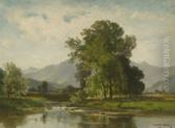 Uferlandschaft Im
 Vorgebirge. Oil Painting by Fritz Halberg-Krauss