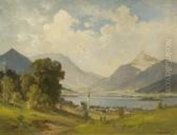 Blick Auf Schliersee. Oil Painting by Fritz Halberg-Krauss