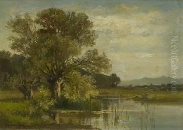 Uferlandschaft. Oil Painting by Fritz Halberg-Krauss