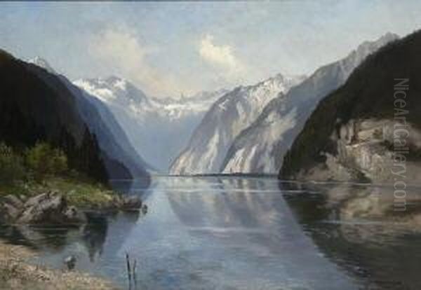 Der Konigssee. Oil Painting by Fritz Halberg-Krauss