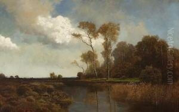 Herbstliche
 Moorlandschaft. Oil Painting by Fritz Halberg-Krauss