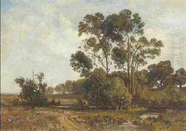 Baumlandschaft Mit Bachlauf Rechts Oil Painting by Fritz Halberg-Krauss