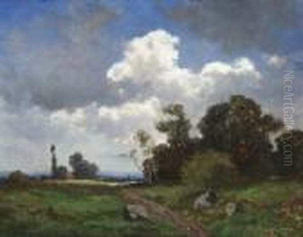 Oberbayerische
 Landschaft. Oil Painting by Fritz Halberg-Krauss