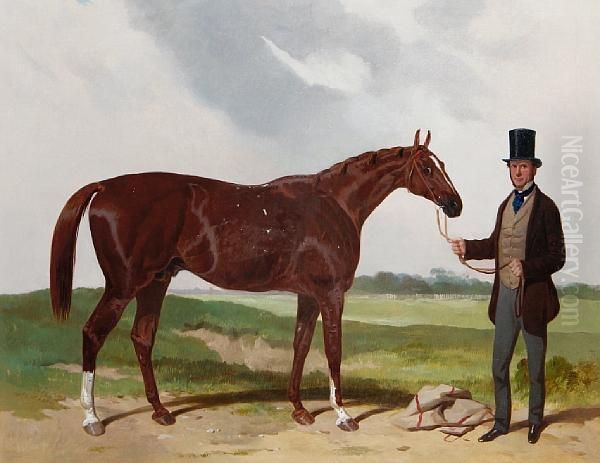 Horse And Trainer On A Heath Oil Painting by Harry Hall