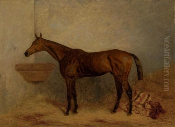 Isonomy, A Bay Colt In A Stall Oil Painting by Harry Hall