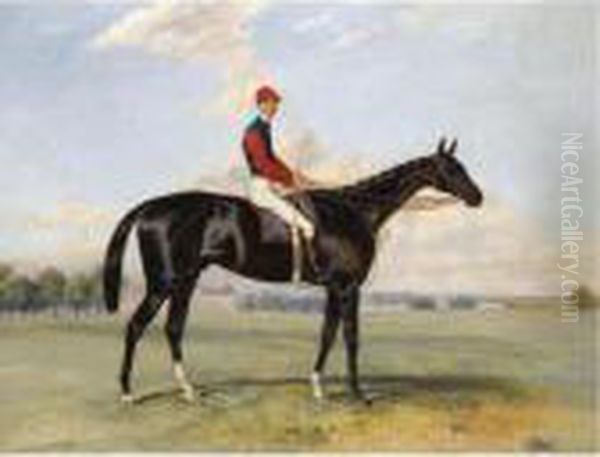 Comte Frederic Lagrange's Black Prince With Quinton Up, At Chantilly Oil Painting by Harry Hall