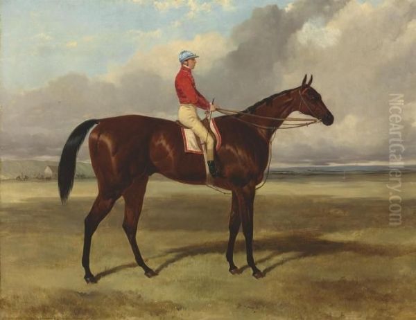 Mr. P.p. Rolt's Collingwood, With Nat Flatman Up Oil Painting by Harry Hall