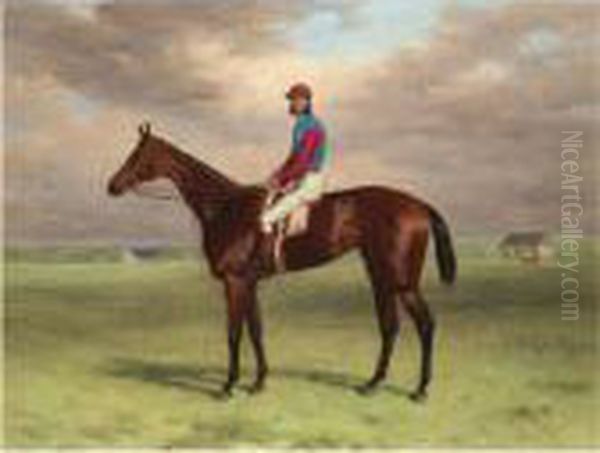 The Rev. John William King's (mr Launde's) Bay Filly 
Agility
 With Jockey Up At Newmarket Oil Painting by Harry Hall