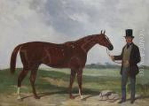 Racehorse And Trainer On A Heath Oil Painting by Harry Hall