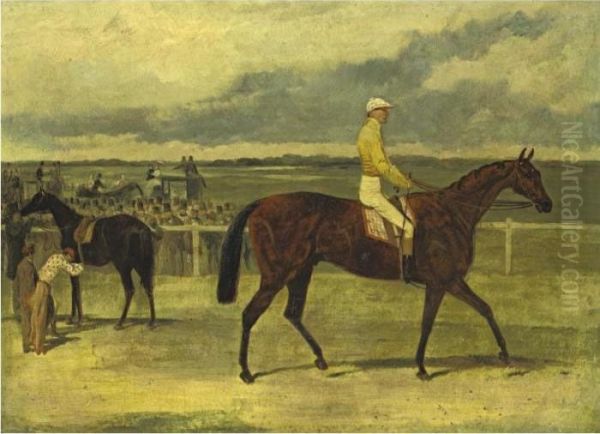 Mr. J. B. Morris's Knight Of St. George With Robert Basham Up Oil Painting by Harry Hall