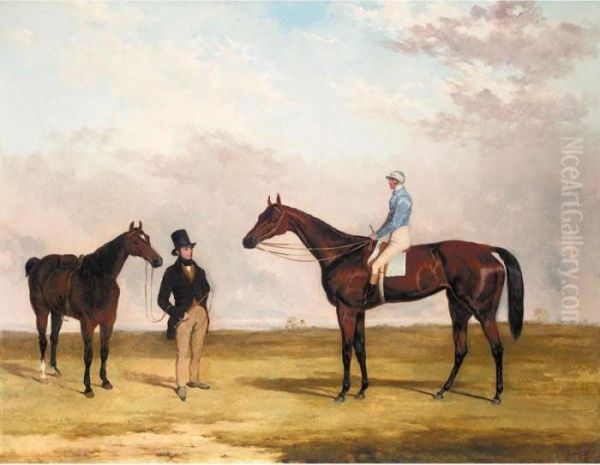 Crucifix, A Bay Racehorse With John Day Up Oil Painting by Harry Hall