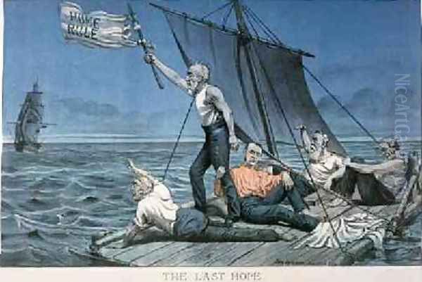 The Last Hope cartoon satirising Gladstones support of the Irish Home Rule Bill 1886 Oil Painting by Tom Merry