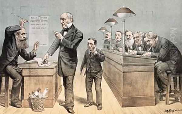 Mr Gladstone and his Clerks from St Stephens Review Presentation Cartoon 1 May 1886 Oil Painting by Tom Merry