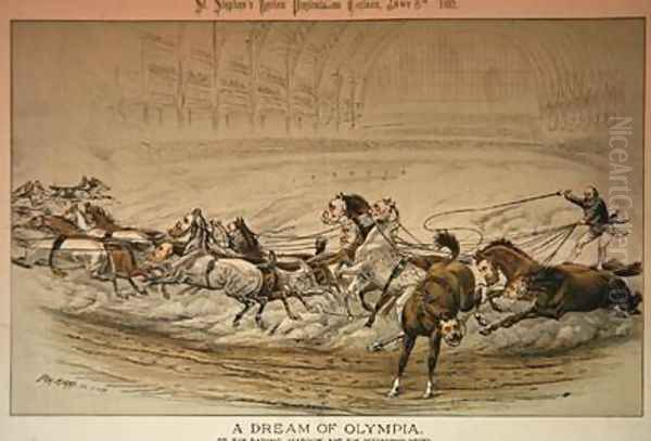 A Dream of Olympia or the Daring Marquis and the Refractory Steed from St Stephens Review Presentation Cartoon 8 January 1887 Oil Painting by Tom Merry