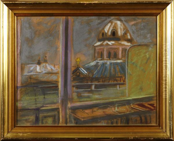 Utsikt Mothedvig Eleonora Kyrka - Stockholm Oil Painting by Eric Hallstrom