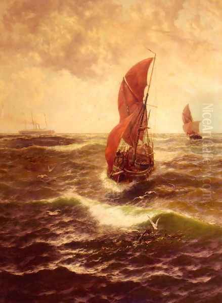 With Fair Wind And Flowing Sheet Oil Painting by Thomas Rose Miles