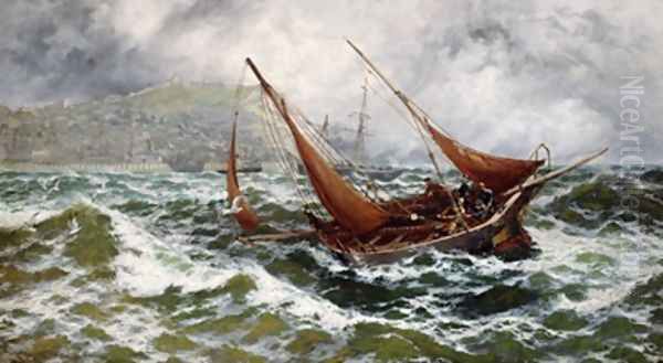 Storm Driven off Scarborough Oil Painting by Thomas Rose Miles